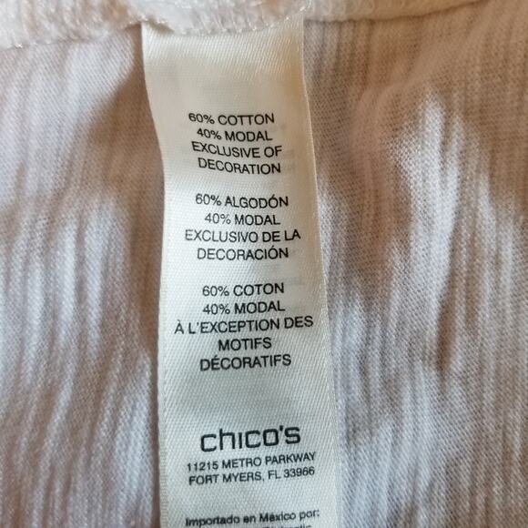 Zenergy by Chico's Tassel Embroidered Embellished T-Shirt White Size XL - Picture 8 of 9